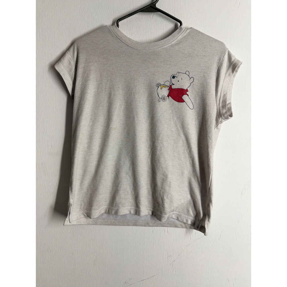 Disney Winnie the Pooh Graphic Tee Oatmeal Heather Grey Small S 4/6 Short Sleeve